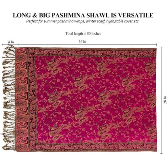 Pashmina Feel Shawls Wraps Purple - Picture 4 of 6